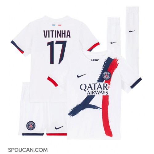 Dječji Nogometni Dres Paris Saint-Germain Vitinha #17 Gostujuci 2024-25 Kratak Rukav (+ Kratke hlače)